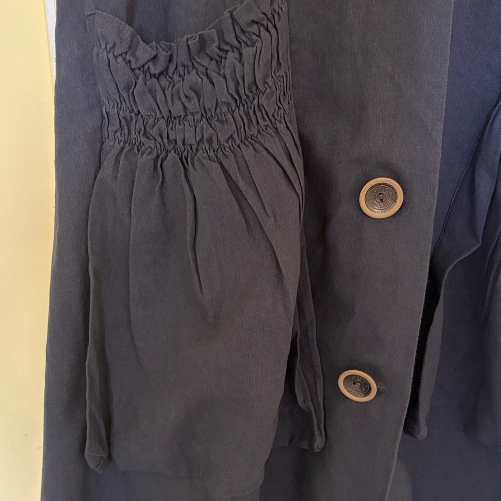 For Cynthia Navy Sleeveless Button-Front Midi Dress with Gathered Pockets - Picture 2 of 9